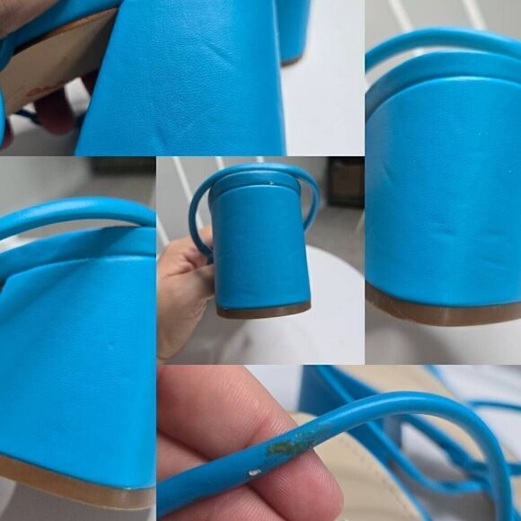 Marc Fisher Blue Open Toe Block Heel Strappy Sandal Size 8.5 - Picture 9 of 9